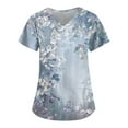 thumbnail image 1 of IYYVV Floral Printed Nursing Scrubs Shirts for Women 2024 New Fun Medical Plus Size Scrub Tops with Pockets Light Blue L, 1 of 3