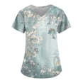 thumbnail image 1 of IYYVV Floral Printed Nursing Scrubs Shirts for Women 2024 New Fun Medical Plus Size Scrub Tops with Pockets Mint Green S, 1 of 3