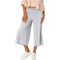 thumbnail image 1 of IYYVV Fold Over Capri Pants for Women Low Rise Wide Leg Yoga Capris Summer Cute Going Out Flowy Gaucho Pants Streetwear White 3XL, 1 of 5