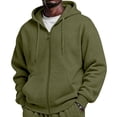 thumbnail image 1 of IYYVV Full Zip Hoodies for Men Oversized Hooded Sweat Shirt Open Front Cardigan,Zipper Jackets, Oversize, Warm Army Green L, 1 of 8