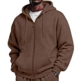thumbnail image 1 of IYYVV Full Zip Hoodies for Men Oversized Hooded Sweat Shirt Open Front Cardigan,Zipper Jackets, Oversize, Warm Brown M, 1 of 8
