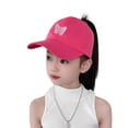thumbnail image 1 of IYYVV Girls Backless Ponytail Hat Quick Dry Baseball Caps Breathable Adjustable Sport Hat Hot Pink, 1 of 2