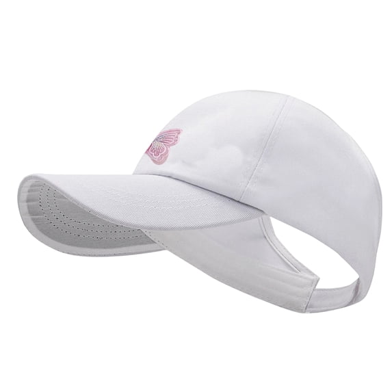 IYYVV Girls Backless Ponytail Hat Quick Dry Baseball Caps Breathable Adjustable Sport Hat White
