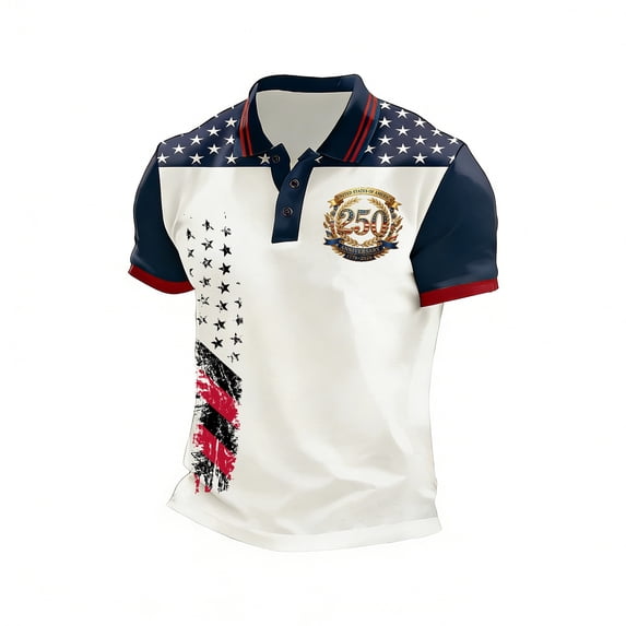 IYYVV Golf Shirts For Mens 4Th Of July polo shirt Short Sleeve Anniversary Casual Patriotic Tees Gold 2XL