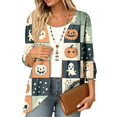thumbnail image 1 of IYYVV Halloween Cardign Sweaters for Women 3/4 Sleeve Lightweight Funny Pumpkin Printed Open Front Cardigan Khaki 2XL, 1 of 8