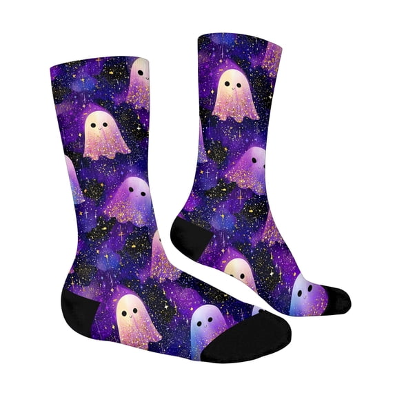 IYYVV Halloween Crew Socks For Men Women Casual Dressy Spooky Ghost Novelty Crazy Socks Fit Casual Sport Formal Crew Socks Gifts One Size