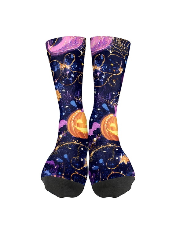 Halloween Crew Socks For Men Women Gothic Pumpkin Printed Novelty Crazy Stretch Crew Socks Festival Gifts One Size