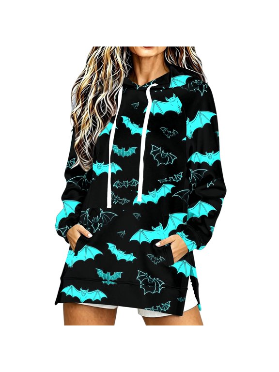 Halloween Hoodies for Women Fall Long Sleeve Drawstring Pullover Tops With Pockets Cute Pumpkin Ghost Graphic Sweatshirts Green 3XL