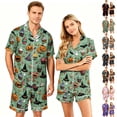 thumbnail image 1 of IYYVV Halloween Matching Pajamas For Couples Casual Cute Candy Silk Satin Sleepwear Button Down Short Sleeve 2 Pieces Loungewear Yellow XL, 1 of 6