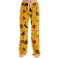 thumbnail image 1 of IYYVV Halloween Pajama Pants Women Goth Trendy Ghost Print Drawstring Sleep Bottoms Stretch Lounge Carved Fall Clothes Saffron M, 1 of 5