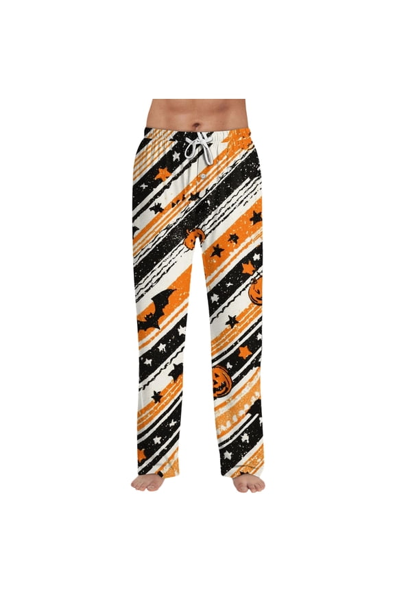 Halloween Pajama Pants for Men Cute Ghost Graphic Pant Lightweight Soft Lounge Pant with Pockets Sleep Pants Casual Sleeping Wear Black 3XL