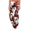 thumbnail image 1 of IYYVV Halloween Pajama Pants for Women 2026 Pjs Bottoms Drawstring Wide Leg Jogger Lounge Yoga Sweat Pants Vermilion S, 1 of 6