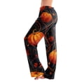 thumbnail image 1 of IYYVV Halloween Pajama Pants for Women Cute Funny Pumpkin Graphic Pajamas Casual Elastic Waist Palazzo Pant Fall Pajamas Yellow 2XL, 1 of 6