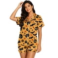 thumbnail image 1 of IYYVV Halloween Pajamas Women 2 Piece Casual Pumpkin Print Shirts And Shorts Silk Pajama Sets Sleepwear Lounge Sets Yellow XL, 1 of 4