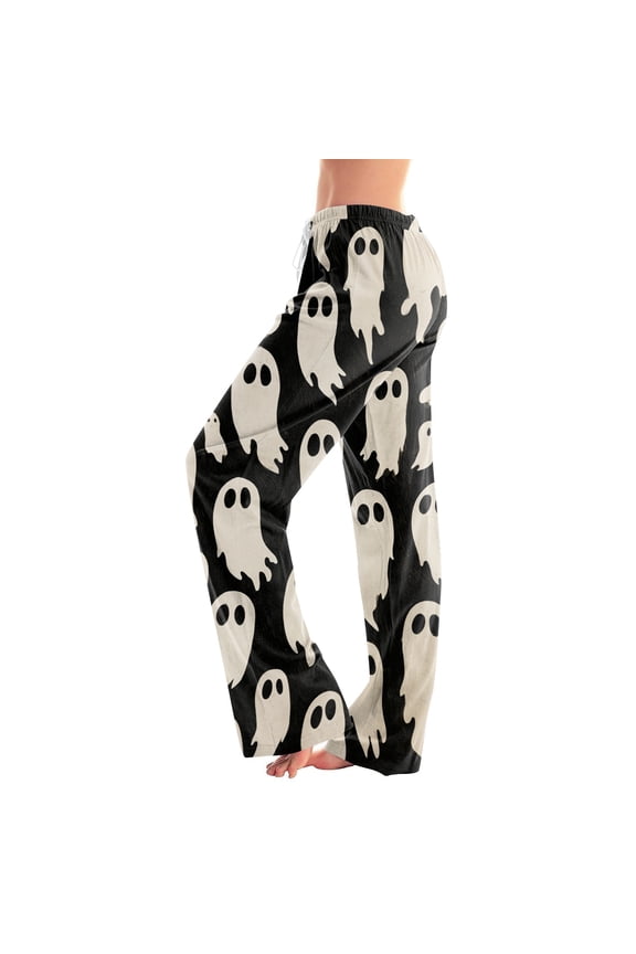 Halloween Pajamas Women Gothic Pumpkin Patterned Drawstring Sleep Bottoms Cozy Comfortable Carved Fashion Clothes Multicolor M
