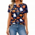 thumbnail image 1 of IYYVV Halloween Polo Shirts for Women Hawaiian Golf Shirts Short Sleeve Funny Ghost Pumpkin Printed Athletic Sport Golf Tops Dark Blue 3XL, 1 of 5