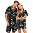 thumbnail image 1 of IYYVV Halloween Satin Couples Pajamas Sets Short Sleeve Button Down Silk Pjs Aesthetic Ghost Face Sleepwear 2 Pieces Loungewear Green 3XL, 1 of 6