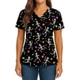 thumbnail image 1 of IYYVV Halloween Scrubs for Women Cute V Neck Pumpkin Print Nursing Working Uniform with Pockets Holiday Stretchy Tee Shirts Black 2XL, 1 of 5