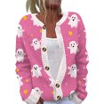 thumbnail image 1 of IYYVV Halloween Sweaters for Women Button Knit Cardigan Long Sleeve Ghost Graphic Cute Spooky Fall Winter Trendy Tops 2026 Pink L, 1 of 5