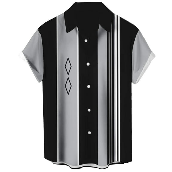 IYYVV Hawaiian Bowling Shirts for Men Short Sleeve Printed Regular Fit Summer Beach Casual Button Down Aloha Shirts Dark Gray 4XL