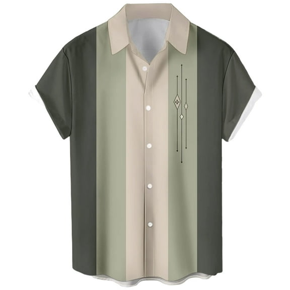 IYYVV Hawaiian Bowling Shirts for Men Short Sleeve Printed Regular Fit Summer Beach Casual Button Down Aloha Shirts Green M