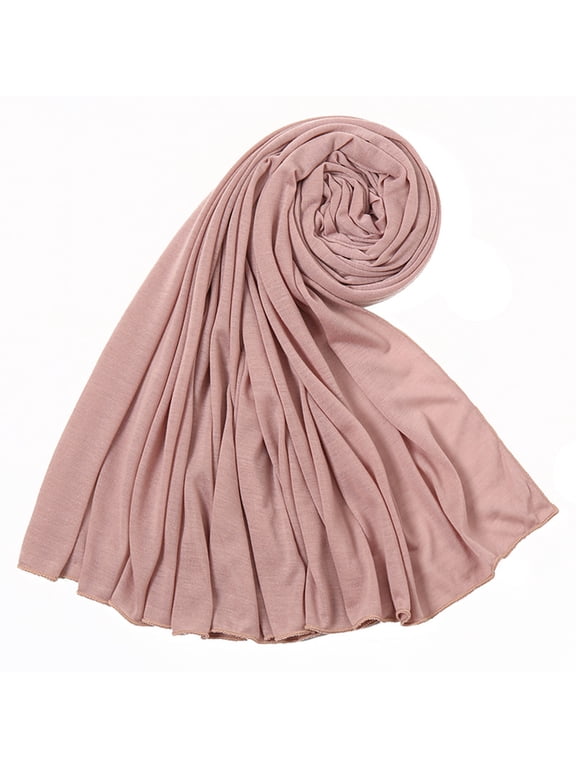 Hijab Scarf For Women Soft Cotton Muslim Jersey Hijab Lightweight Breathable Head Wrap Scarves Fashion Long Scarf Shawls Light pink