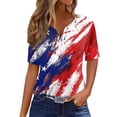 thumbnail image 1 of IYYVV July 4Th Short Sleeve T-Shirt for Women V-Neck Star Graphic Tees Henley Summer Shirt Casual Loose Fit Tops Blue L, 1 of 5