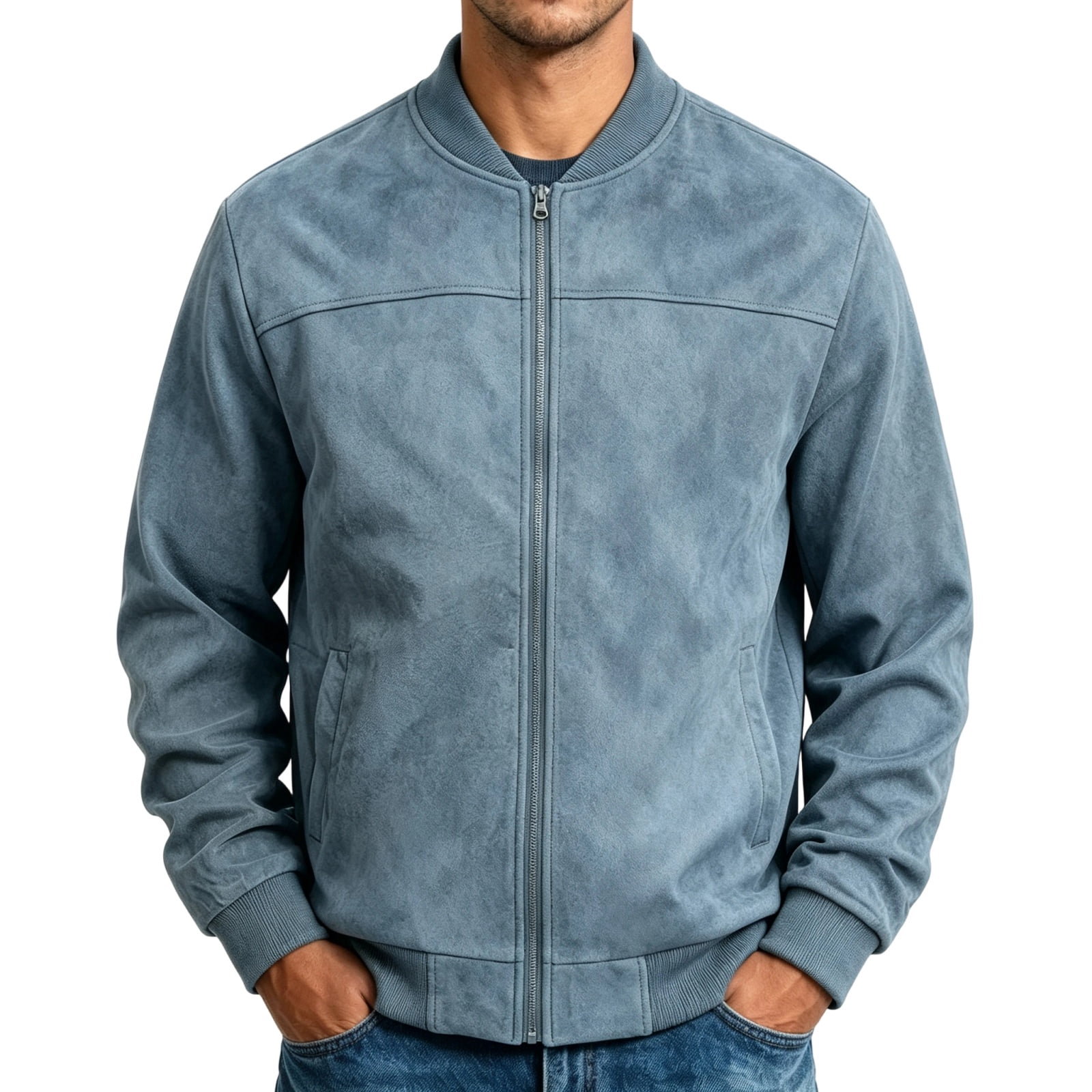 IYYVV Men's Full Zip Long Sleeve Jacket,Solid Tone Casual Outerwear ...
