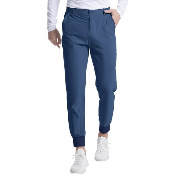 IYYVV Men's Golf Joggers Pants with 3 Pockets Slim Fit Stretch Sweatpants Running Travel Dress Work Pants for Men Dark Blue S