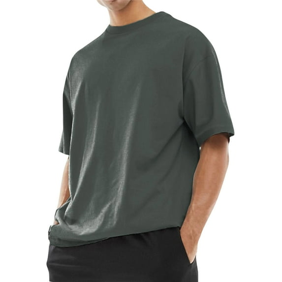 IYYVV Men's Oversized T-Shirts Cotton Unisex Crew Neck Heavyweight Loose Fit Short Sleeve Shirt Classic Soft Tees Dark Gray 3XL