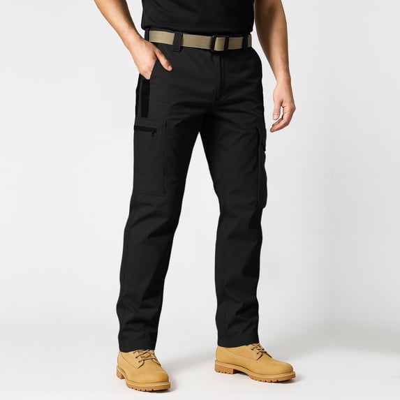 IYYVV Men's Pants Cargo Hiking Work Pants,Gusseted Crotch,Stretch Fabric,Lightweight,for Outdoor Activies Fishing and Travel Black XL