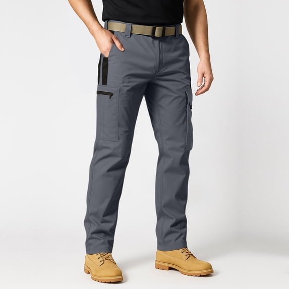IYYVV Men's Pants Cargo Hiking Work Pants,Gusseted Crotch,Stretch Fabric,Lightweight,for Outdoor Activies Fishing and Travel Gray 2XL