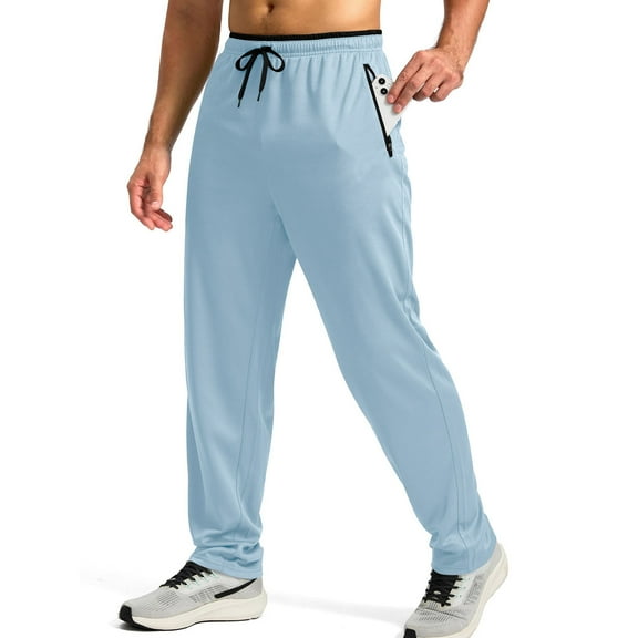 IYYVV Men's Sweatpants Lightweight with Zip Pockets Breathable Quick Dry Athletic Pants for Workout Running Light Green M