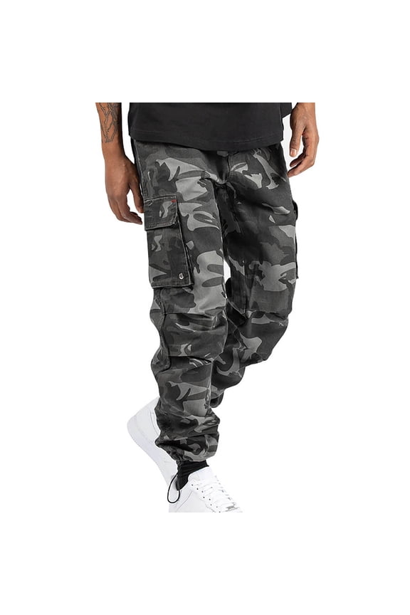 Men's Tactical Pants Military Work Pants for Men Ripstop Multi Pockets Construction Trousers Vintage Cargo Pants Camouflage Pants Gray L