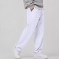 thumbnail image 1 of IYYVV Mens Baggy Sweatpants Wide Leg Cotton Fleece,Casual Fall Winter Warm Wear, Lounge Joggers with Pockets, Street Style White L, 1 of 5