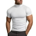 thumbnail image 1 of IYYVV Mens Casual Turtleneck Mock Neck T Shirt Slim Fit Short Sleeve Summer Basic Tops White M, 1 of 8