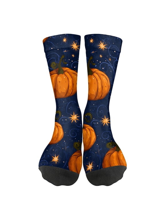 Mens Womens Witch Halloween Crew Socks For Men Women Novelty Crazy Pumpkin Bats Crew Over The Calf Socks For Holiday Festival One Size