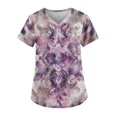 thumbnail image 1 of IYYVV Nursing Uniforms Shirts Women Stretch Breathable Scrub Tops for Women Clearance Sale V Neck Nursing Short Sleeve Tee Tops Medical Workwear with Pockets Purple 4XL, 1 of 3