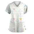 thumbnail image 1 of IYYVV Nursing Uniforms Shirts Women Stretch Breathable Womens Scrubs Top V Neck Short Sleeve Blouse T-Shirts Medical Workwear with Pockets Light Gray XL, 1 of 3