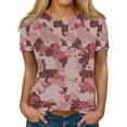 thumbnail image 1 of IYYVV Oversized Shirts For Women Short Sleeve Loose Round Neck Work Blouses Camouflage Graphic T-Shirts Womens Athletic Tops Spring Clothes Purple Pink 3XL, 1 of 5