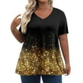 thumbnail image 1 of IYYVV Plus Size Shirts For Women 4X-5X Tops Trendy Summer Vneck Tie Dye T Shirts Short Sleeve Womens Tunic Tops Dressy Casual Vintage Clothes Fall Fashion 2024 Black 4XL, 1 of 7
