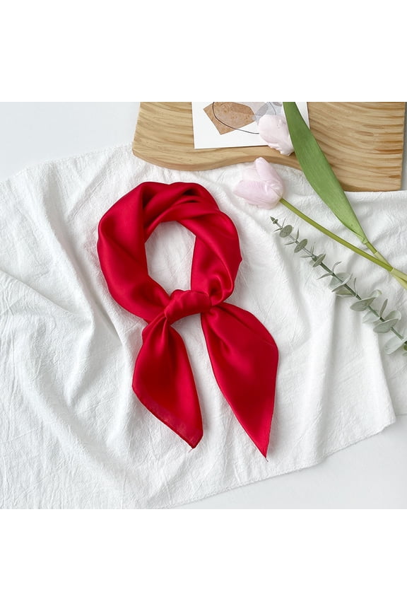 Satin Scarf For Women Men Square Scarf Neck Hair Scarf Handkerchief Bandanas Trendy Fashion Costume Accessory Red