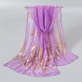 thumbnail image 1 of IYYVV Scarfs For Women Elegant Dressy Scarves Gold Foil Pattern Lightweight Scarf Wraps Shawls Sheer Stole Purple, 1 of 3