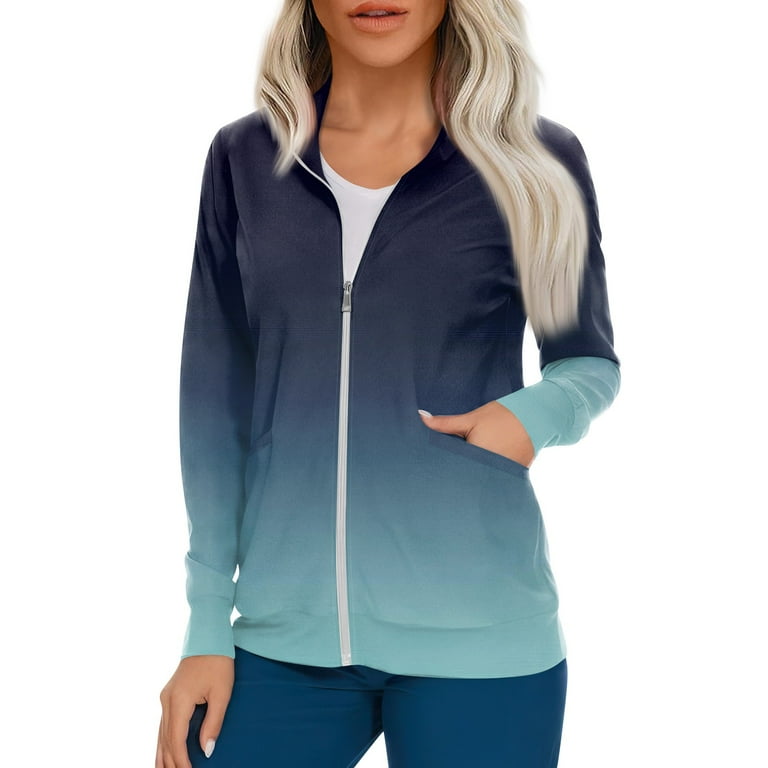 IYYVV Scrub Jackets for Woman Full Zip Up Nurse Uniforms Casual