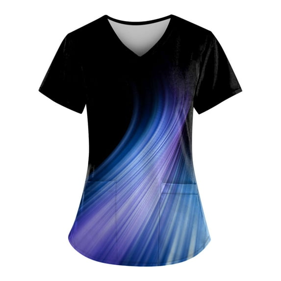 IYYVV Scrub Top for Women,Plus Size V Neck Summer Nurse Uniforms Comfort Stretch Womens Working Uniform Scrubs Nurse Tops with 2 Pockets Turquoise 4XL