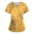 thumbnail image 1 of IYYVV Scrub Top for Women, Plus Size V-Neck Scrubs, Relaxed Fitted Soft Women's Scrub Tops Sunflower Print Nursing Uniform with Pockets Ginger XL, 1 of 2