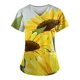 thumbnail image 1 of IYYVV Scrub Top for Women, V-Neck Sunflower Print Nurse Working Uniform Stretch Soft Women's Scrubs Tops with Pockets Saffron XL, 1 of 2