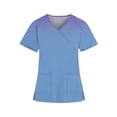 thumbnail image 1 of IYYVV Scrubs for Women - 2 Pocket V-Neck Scrub Top, Stretch Breathable Side Split Nurse Shirt, Easy Care Working Uniform Light Blue L, 1 of 3