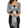 thumbnail image 1 of IYYVV Shawls Wraps For Evening Elegant Dresses Glitter Shawls Scarf For Women Sparkling Wedding Evening Party With Tassel Silver, 1 of 2