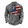 thumbnail image 1 of IYYVV Shirt For Men 1776-2026 4Th Of July Long Sleeve polo shirt Anniversary Usa Shirt Waffle Casual Shirts Gray L, 1 of 2